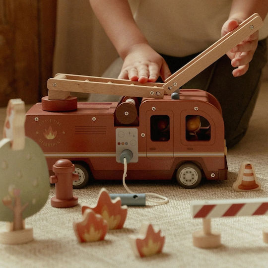 Little Dutch Fire Truck Vehicle with Accessories Made of Wood for 24+ Months
