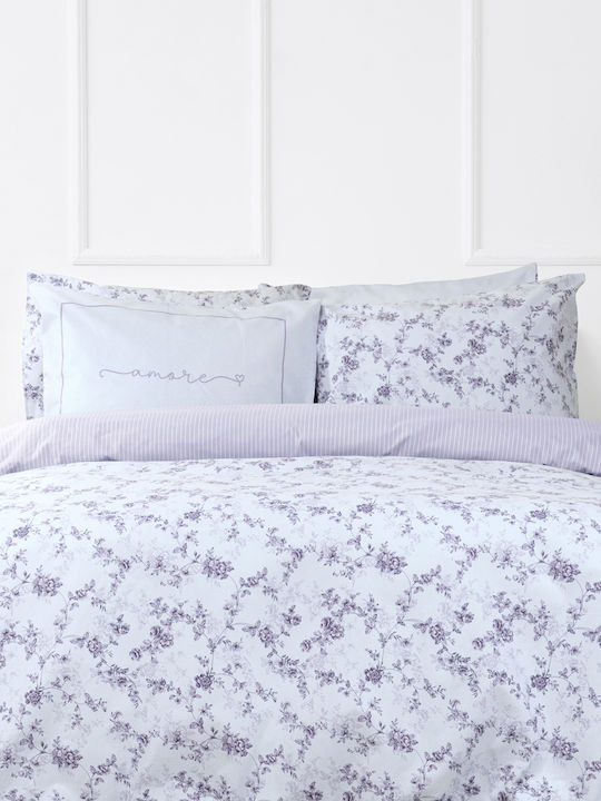 Nima Set Cearșafuri Flanel cu Elastic 165x200+32cm. Merlin Lilac, Grey 4buc