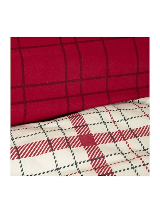 Nima Set Cearșafuri Flanel 240x260cm. Home Bliss Red, Beige 4buc