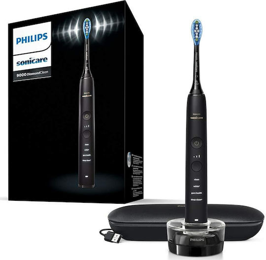 Philips Sonicare DiamondClean 9000 Electric Toothbrush with Pressure Sensor and Travel Case Black