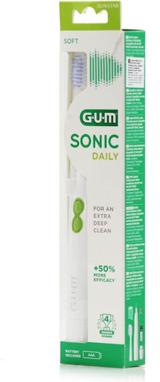 GUM Sonic Daily Soft 4100 Electric Toothbrush Battery White