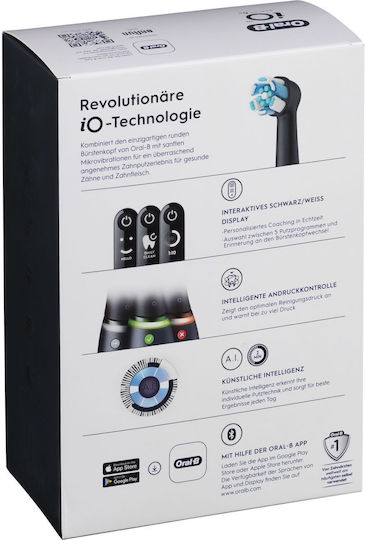 Oral-B iO Series 6N Electric Toothbrush with Timer, Pressure Sensor, and Travel Case Black Lava