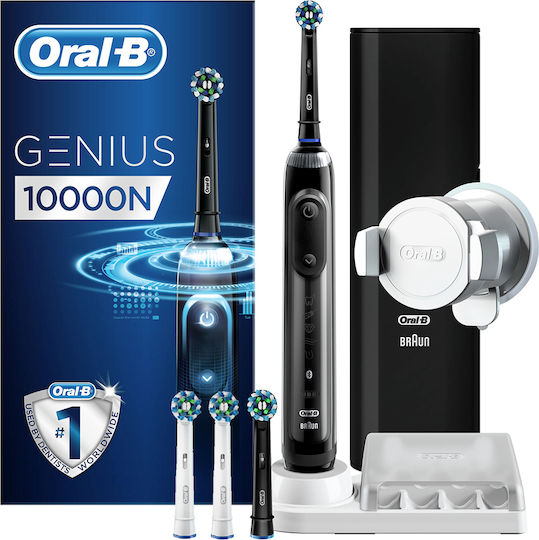 Oral-B Genius 10000N Elektrische Zahnbürste mit Timer, Drucksensor und Reisetasche Schwarz