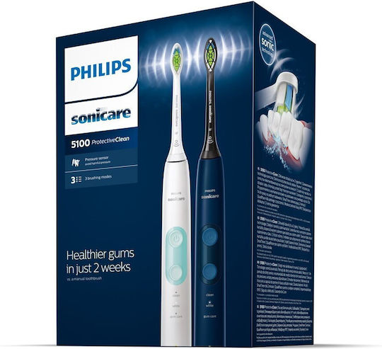 Philips Sonicare Protectiveclean 5100 Electric Toothbrush with Timer, Pressure Sensor, and Travel Case White