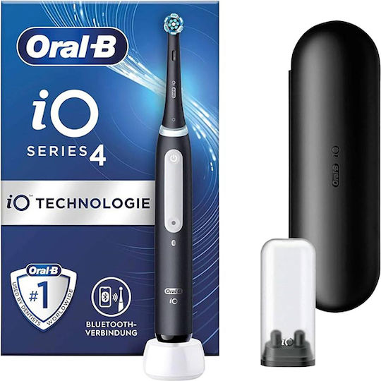 Oral-B iO Series 4 Electric Toothbrush with Timer, Pressure Sensor, and Travel Case Matt Black