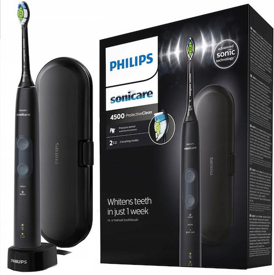 Philips Sonicare ProtectiveClean 4500 Електрическа Четка за Зъби с Таймер и Калъф за Пътуване Черен