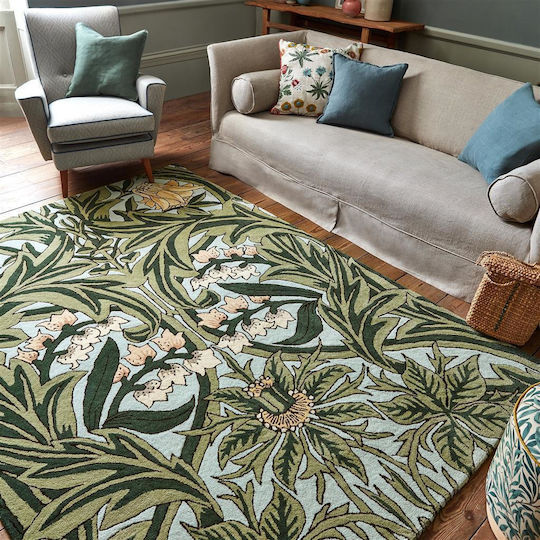 Morris & Co Bluebell Χειροποίητο Χαλί Ορθογώνιο Leafy Arbour Green 250x350cm