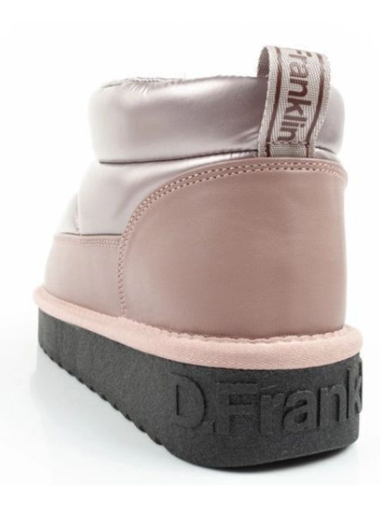 Synthetic Leather Snow Boots with Fur Gold