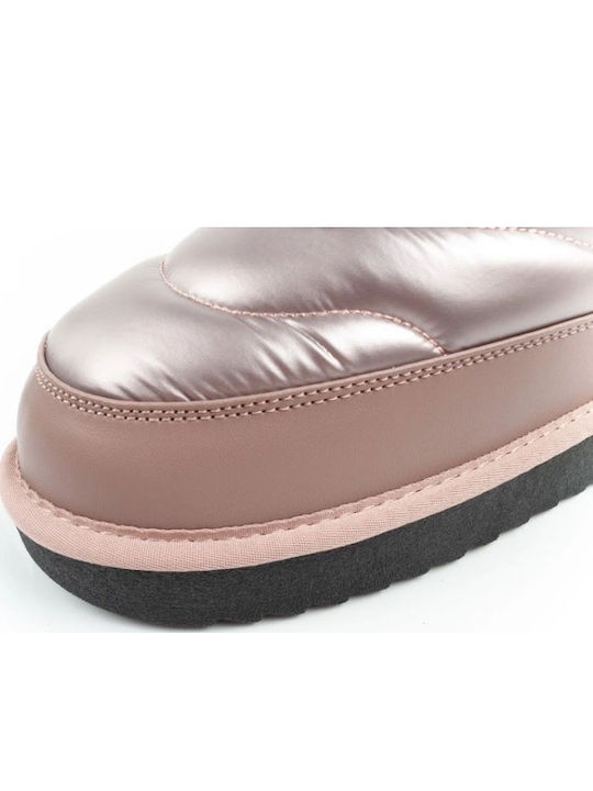 Synthetic Leather Snow Boots with Fur Gold