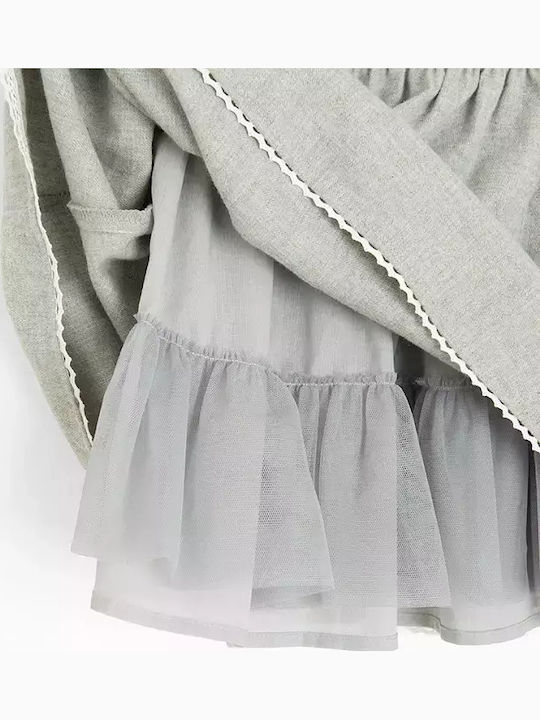 Children's Dress Long Sleeve Set with Tights Gray