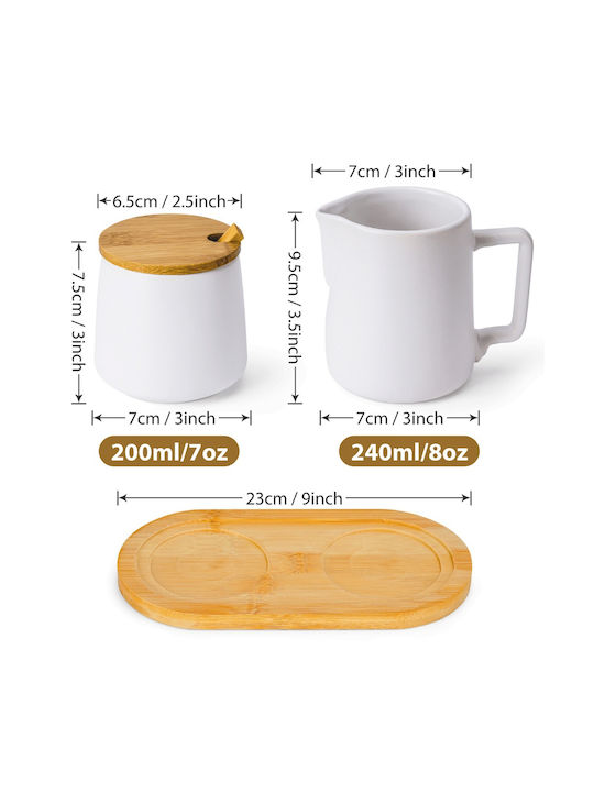 Miamio Set Cană pentru lapte & Zaharniță de Servire Ceramică Alb 1buc