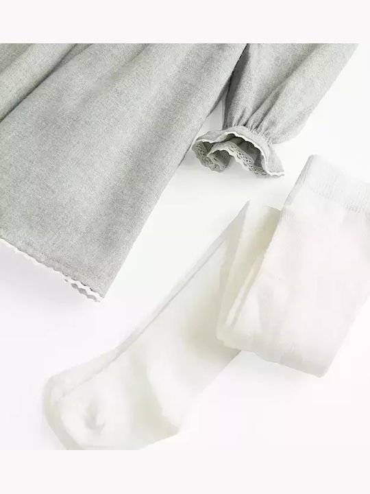 Children's Dress Long Sleeve Set with Tights Gray