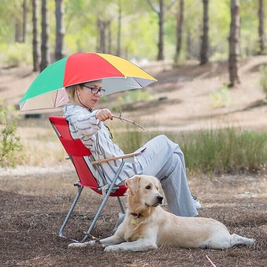 Head Umbrella Flippy 69 Cm Diameter Adjustable Head Strap Uv Rain Protection Rainbow