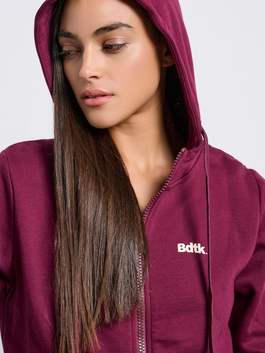 Women's Sweatshirt Jacket Hooded Burgundy