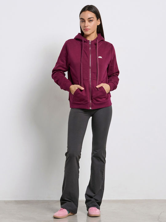 Women's Sweatshirt Jacket Hooded Burgundy