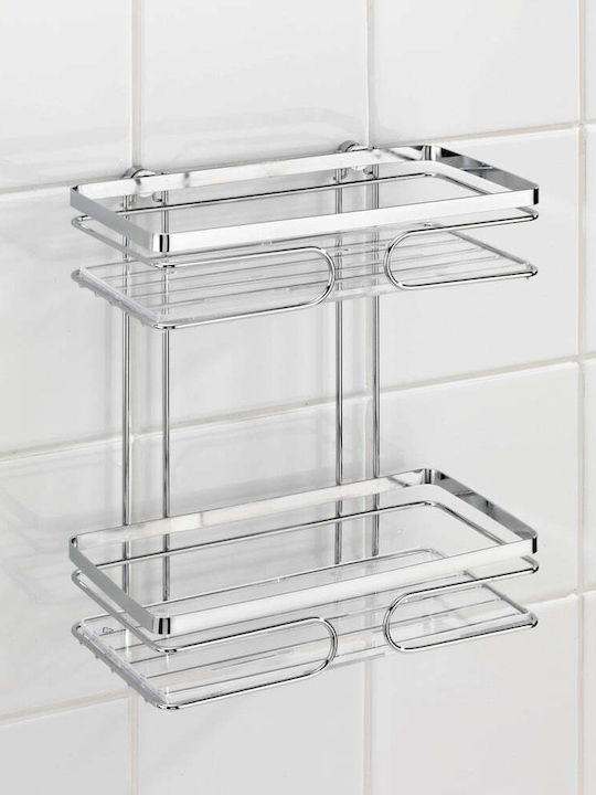 Wenko Premium Wall Mounted Bathroom Shelf Metallic 24x27x13.5cm Silver