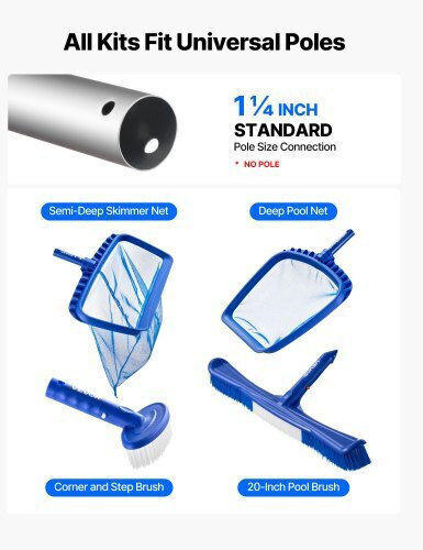 Vevor Complete Pool Cleaning Set 4-in-1 2 Brushes 2 Leaf Nets Without Poles Bcgycqjtjycqoqbuj001v0
