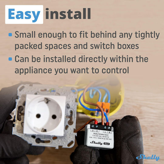 Shelly PM Mini Gen3 X2 Smart Switch Wi-Fi & Bluetooth 16A 2τμχ