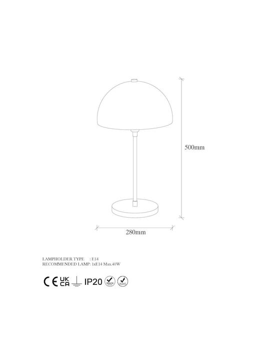 Opviq Table Lamp for Socket E14 with Yellow Shade and Base