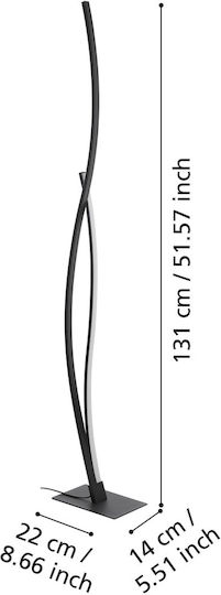 Eglo Grisolia LED Floor Lamp H129xW22cm. with Natural White Light Black