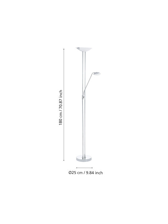 Eglo Baya LED Floor Lamp H180xW25cm. with Warm White Light Silver