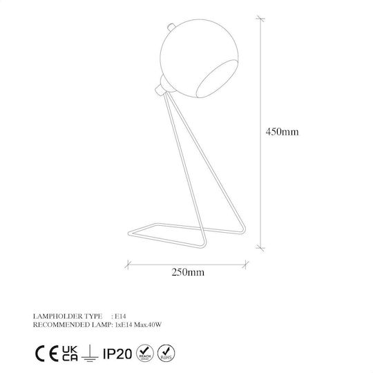 Opviq Lustră Decorativă cu Soclu pentru Bec E14 Galben