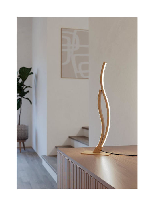 Eglo Led Nightstand Lamp Grisolia Curved Table Lamp Room Decor Bedroom Living Room Lamp Made Metal Plastic In Wood Look Neutral White H 45.5 Cm