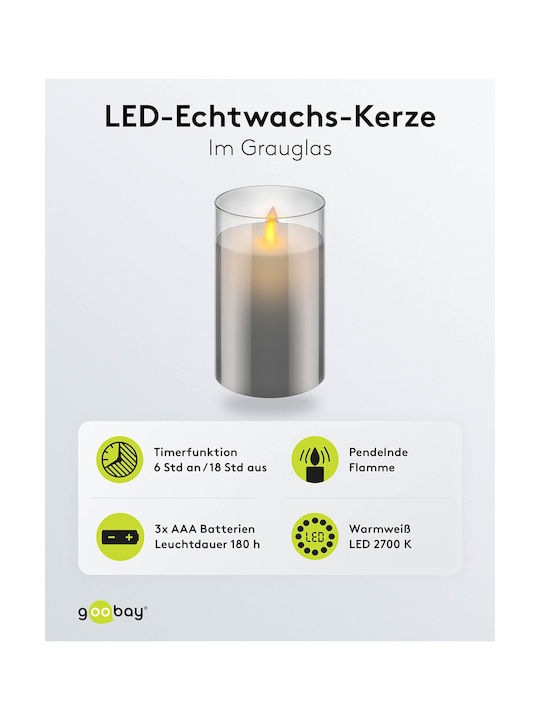 Goobay Διακοσμητικό Φωτιστικό LED Θερμό Λευκό 2700K Κερί 7.5x12.5εκ.