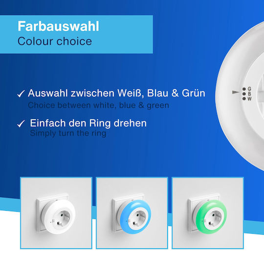REV LED Nachtlicht Schalter Steckdose mit Lichtsensor 1Stück