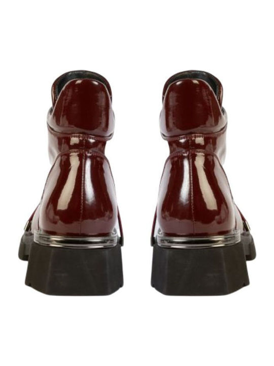 Leather Women's Ankle Boots Burgundy