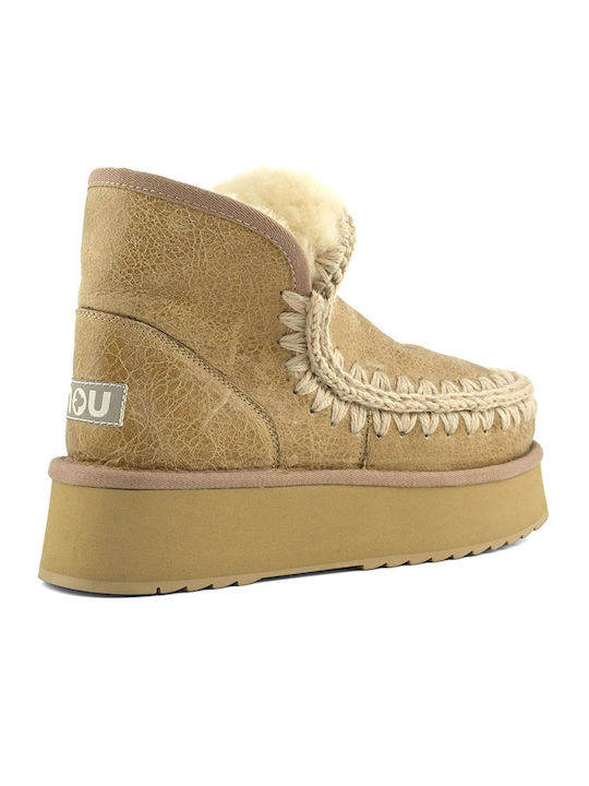 Eskimo Leder Stiefeletten Damen Beige