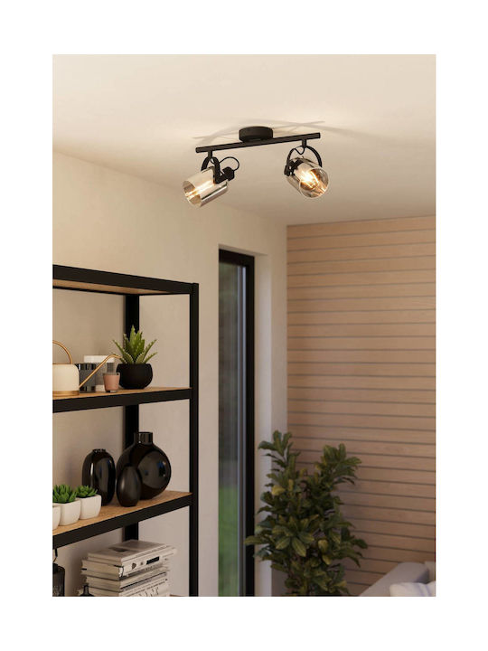 Eglo Berregas Double Spot with Socket E27 in Black Color