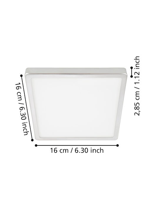 Eglo Fueva Ceiling Mount Light Bathroom 16cm Silver with Integrated LED