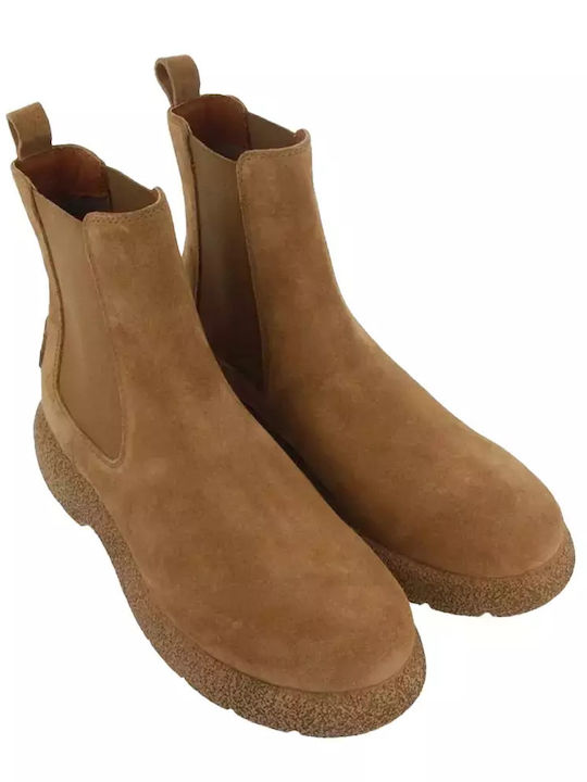 Leder Damen Chelsea Stiefeletten Taupe