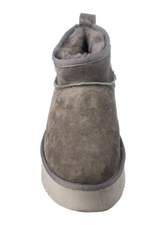 Leather Women's Ankle Boots Gray