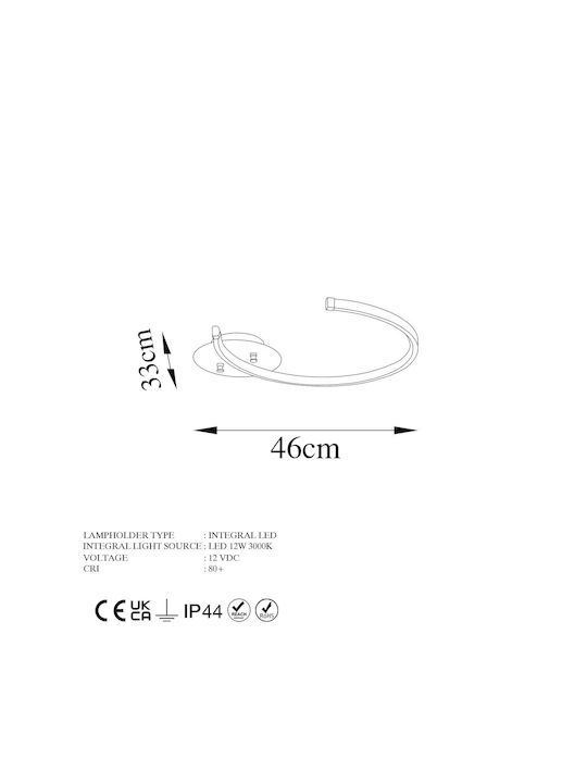 Opviq Ceiling Mount Light 46cm Black with Integrated LED