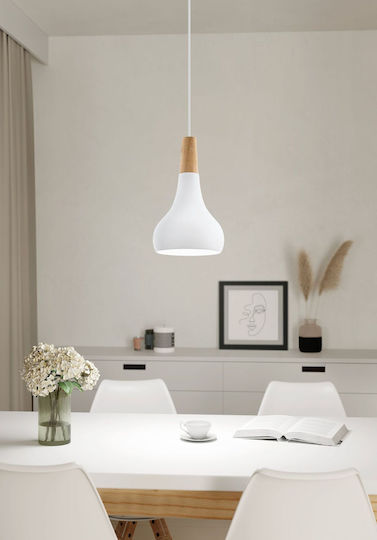Eglo 901177-κρεμαστό Φωτιστικό Οροφής Sabinar 1xe27 60w 230v Δ.18cm Λευκό-fsc Πιστοποιημένο