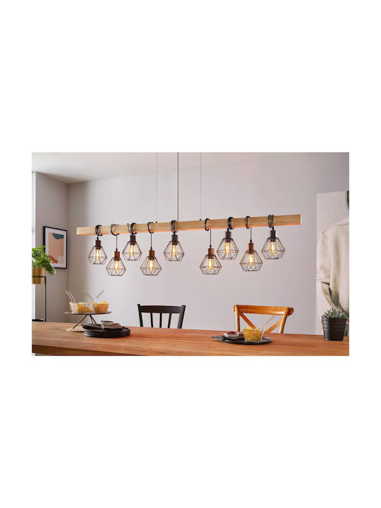 Eglo 44077 Pendant Ceiling Light Townshend 9xe27 60w 230v FSC Certified