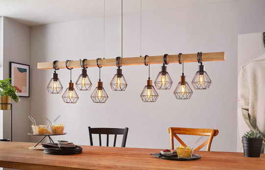 Eglo 44077 Pendant Ceiling Light Townshend 9xe27 60w 230v FSC Certified