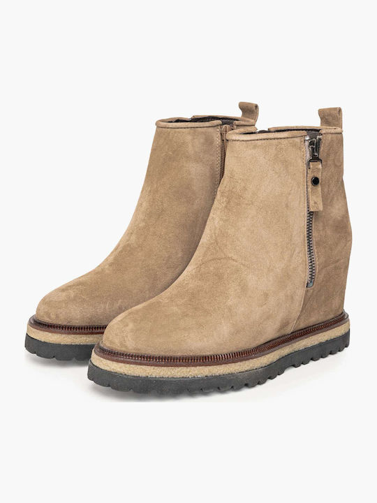 Leather Women's Ankle Boots Brown