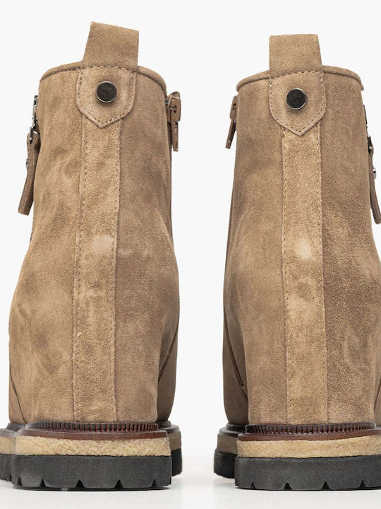Leather Women's Ankle Boots Brown