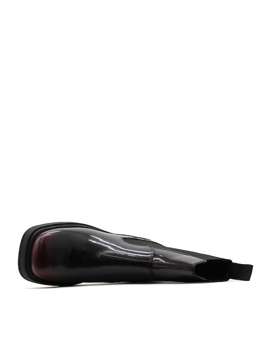 Leder Damen Chelsea Stiefeletten Burgundisch