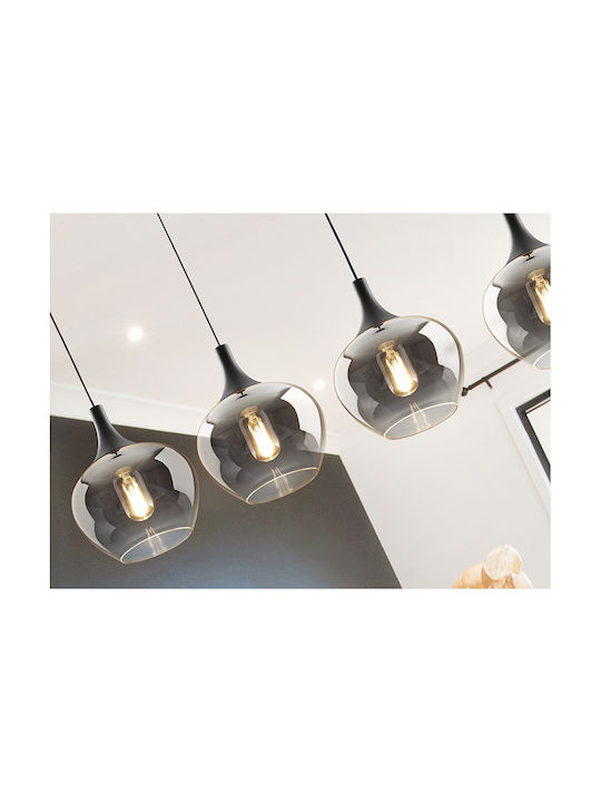 Opaz Adjustable Pendant Light Black for 4 Bulbs E27 19x19cm