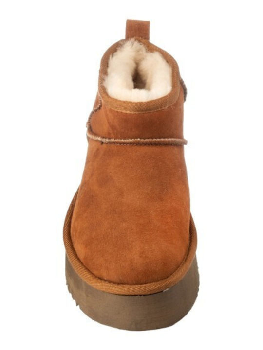 Leather Women's Ankle Boots Tabac Brown