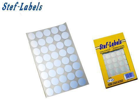 Stef Labels Round Small Adhesive Silver Label 19mm 1600pcs