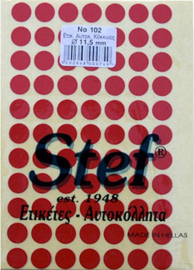 Stef Labels 3080 Тмх Самозалепващи Се Етикети Кръгли В Червен Цвят 11.5мм