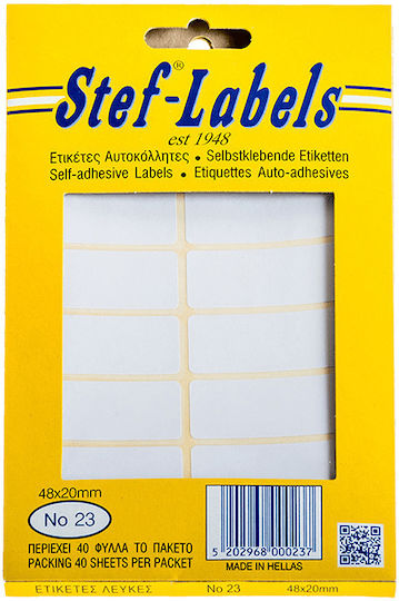 Stef Labels Small Adhesive Labels in White Color 48x20mm