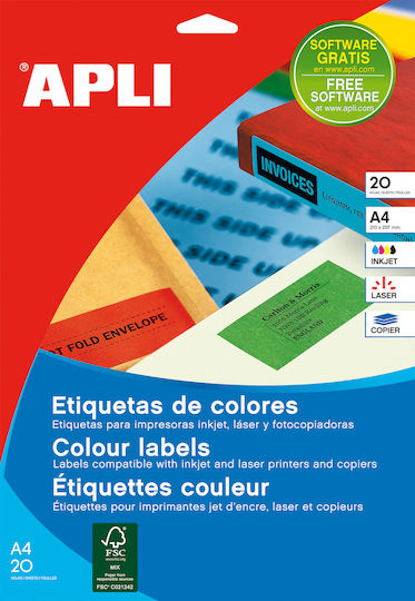 Apli 480τμχ Αυτοκόλλητες Ετικέτες σε Κόκκινο Χρώμα 70x37mm