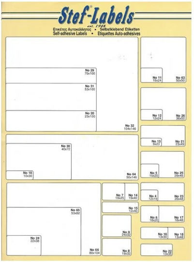Stef Labels Small Adhesive Labels Pack of 40 Sheets in White Color 30x13mm