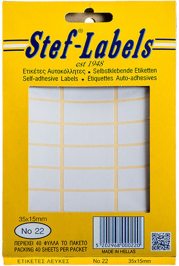 Stef Labels Small Adhesive Labels in White Color 35x15mm